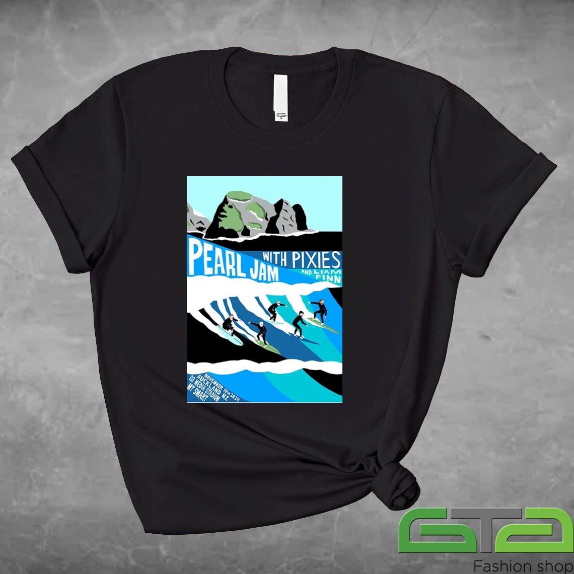 Official Pearl Jam Auckland Night 2 New Zealand At Go Media Stadium Mt Smart On November 10 2024 The Surfing T-shirt