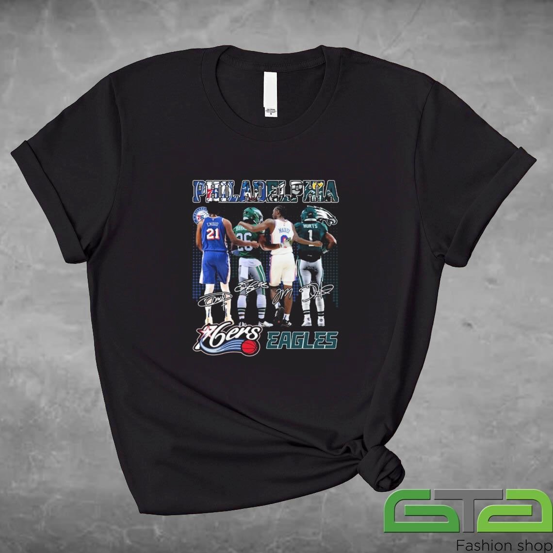 Official Philadelphia 76ers x Philadelphia Eagles Signatures T-shirt