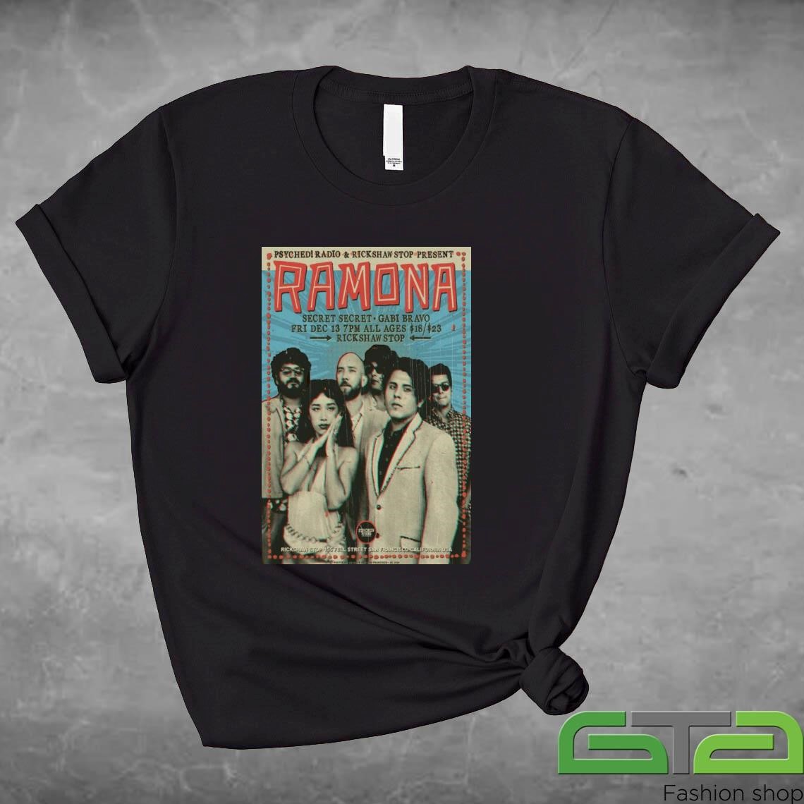 Official Ramona Rickshaw Stop in San Francisco CA Dec 13 2024 Tour T-shirt