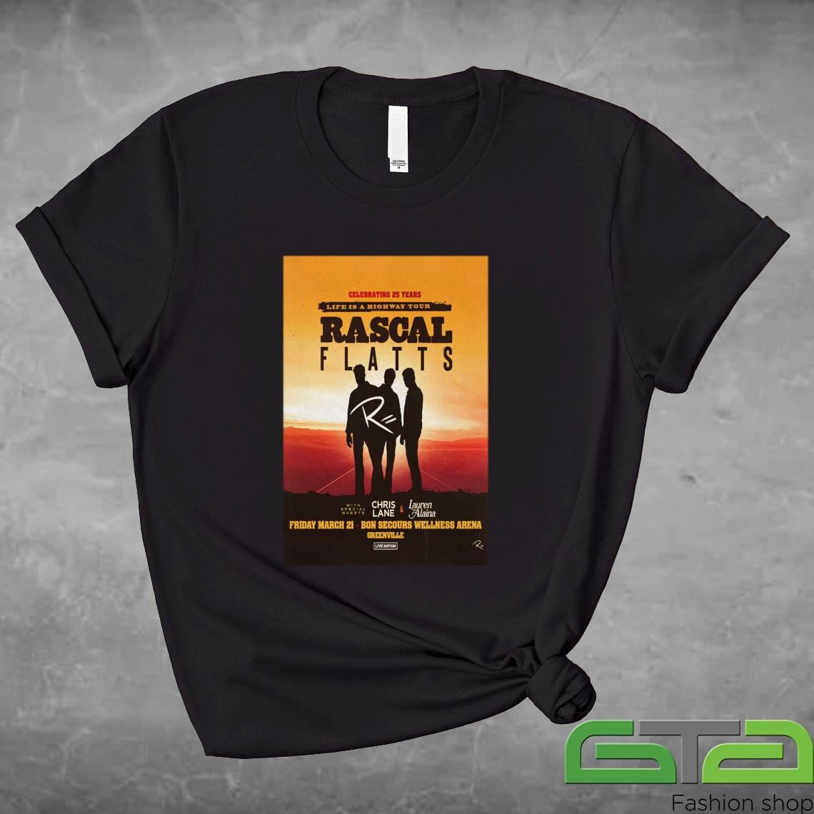 Official Rascal Flatts At Bon Secours Wellness Arena In Greenville, SC On Mar 21 2025 Tour T-shirt