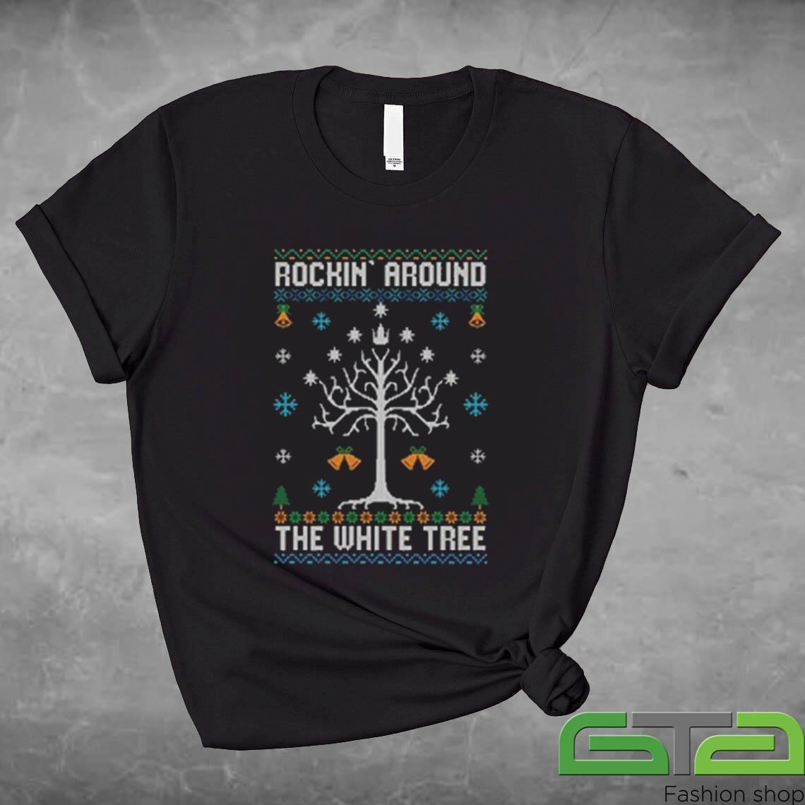 Official Rockin' Around The White Tree Ugly Christmas T-shirt