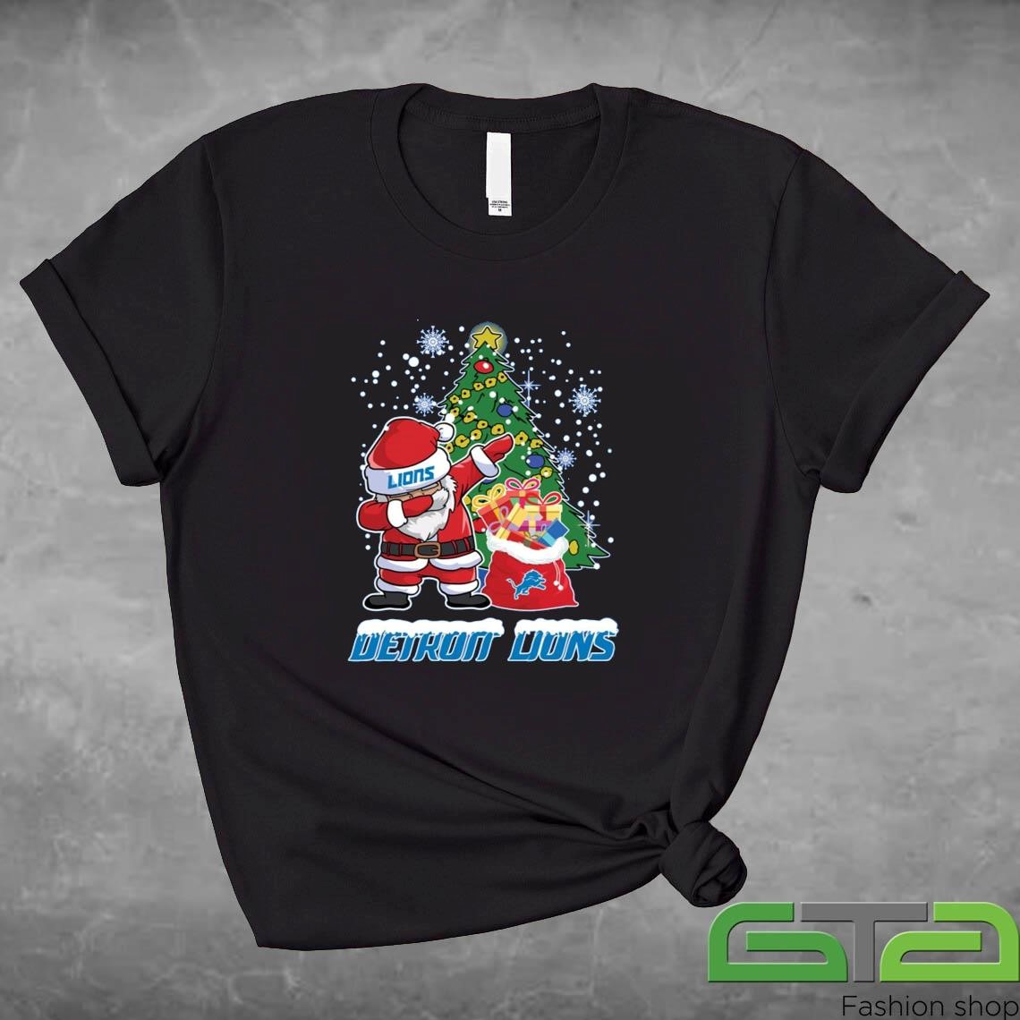 Official Santa Dabbing Detroit Lions Christmas 2024 T-shirt