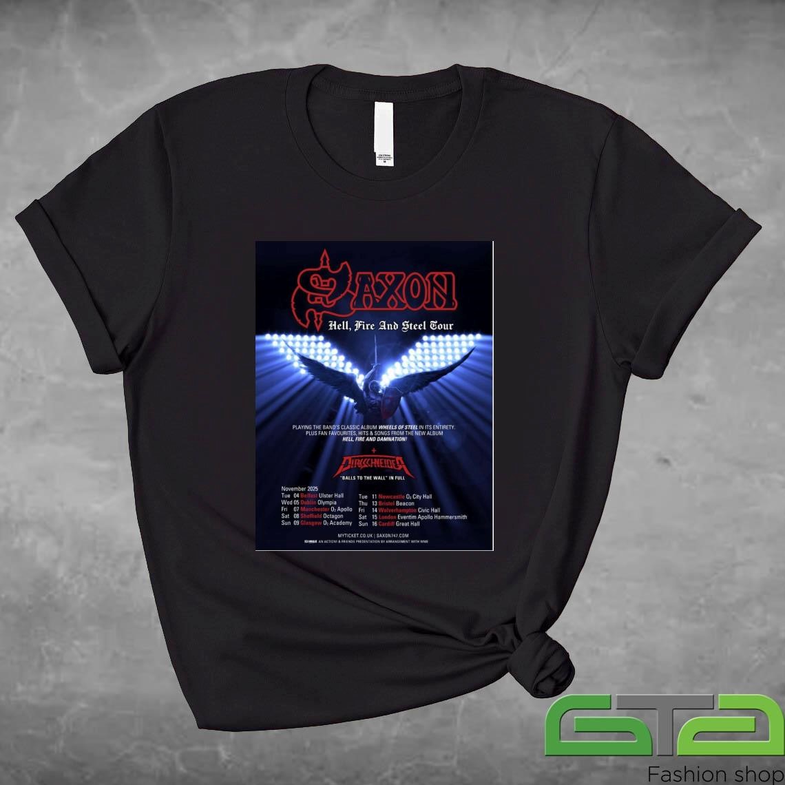 Official Saxon Hell Fire And Steel Tour UK And Ireland Tour On November 2025 T-shirt