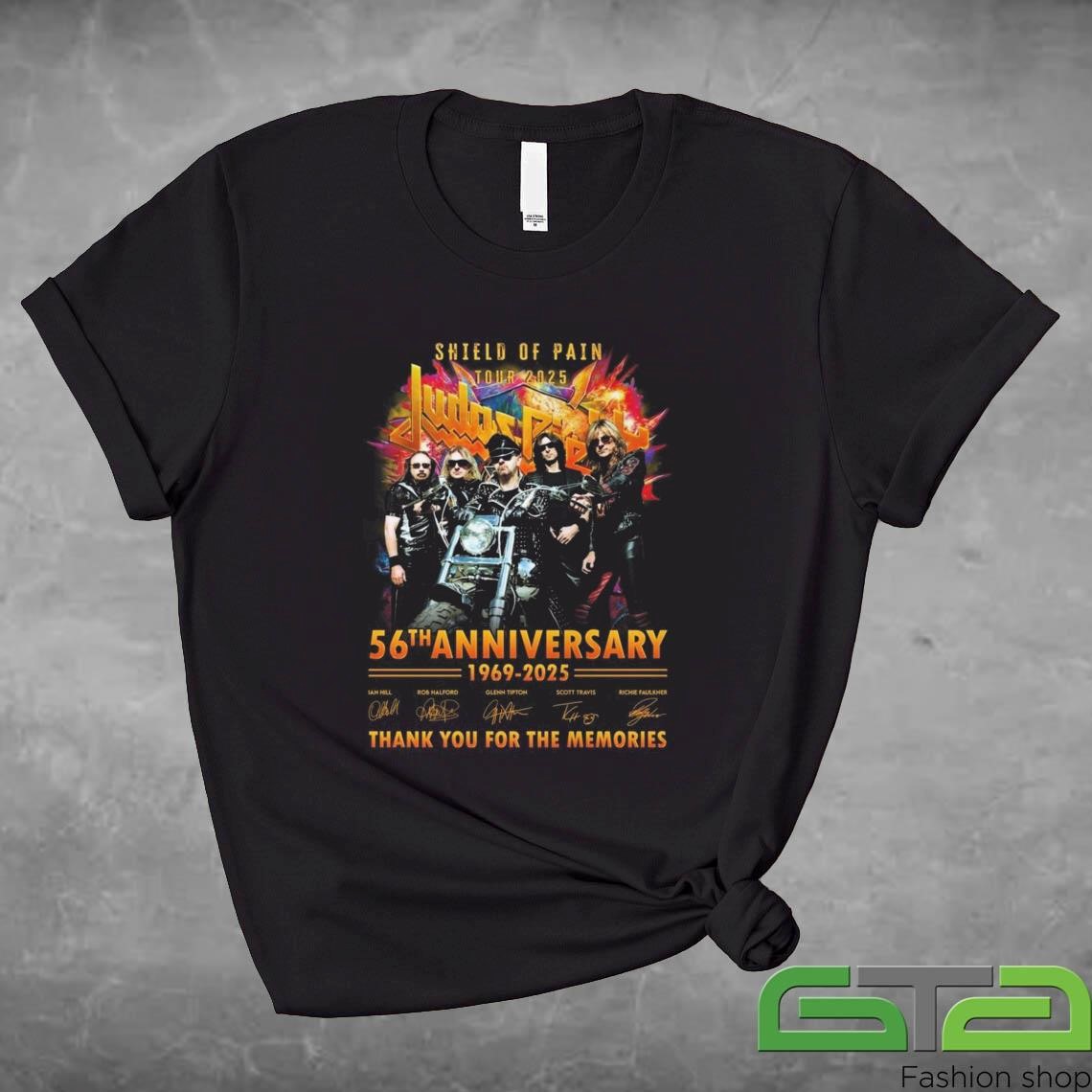 Official Shield Of Pain Tour 2024 Judas Priest 56th Anniversary 1969-2025 Thank You For The Memories Signatures T-shirt