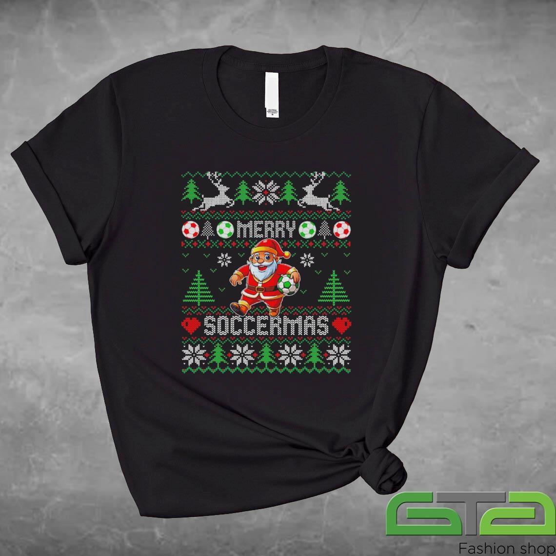 Official Soccer Merry Soccermas Santa Funny Ugly Christmas Sweashirt