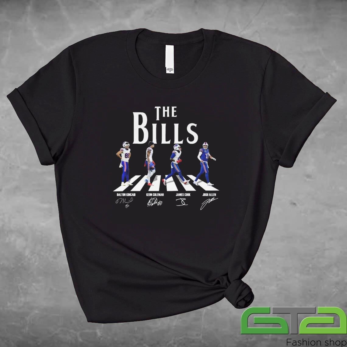 Official The Bills Abbey Road Go To Run Signatures T-shirt