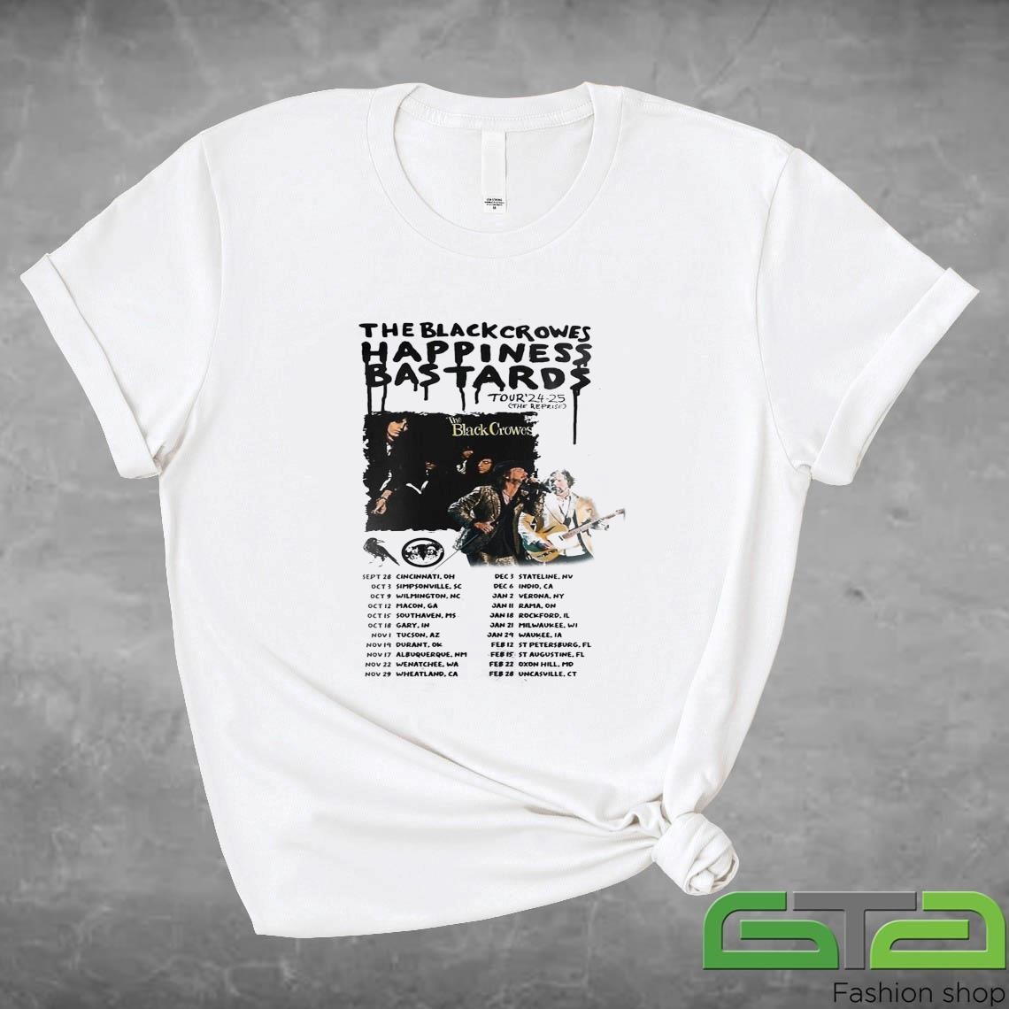 Official The Black Crowes Happiness Bastards Tour 2025 Performance Schedule T-shirt