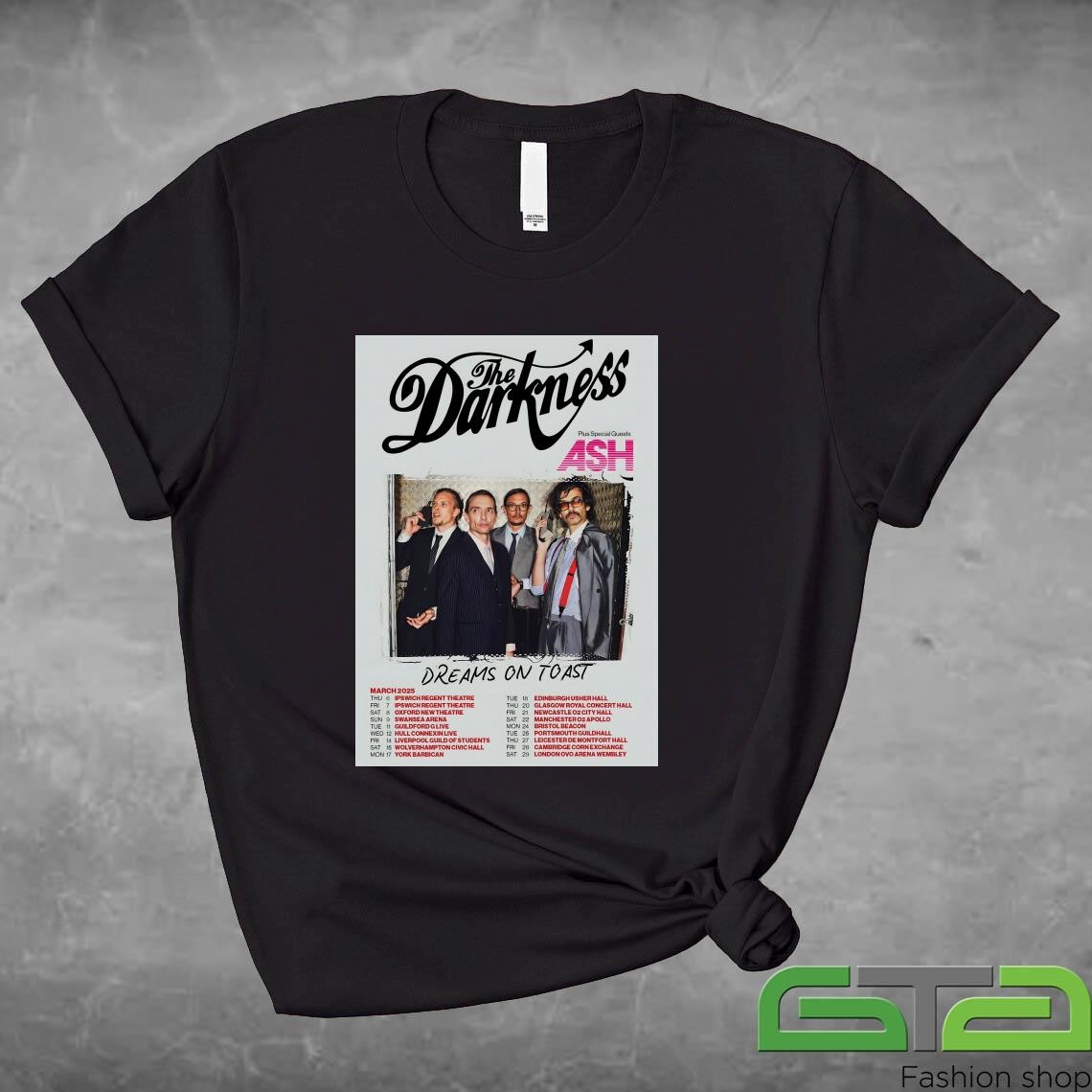 Official The Darkness Dreams On Toast 2025 March UK Tour T-shirt