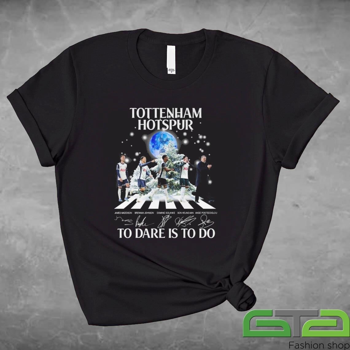 Official Tottenham Hotspur To Dare Is To Do Merry Christmas Walking Signatures 2024 T-shirt