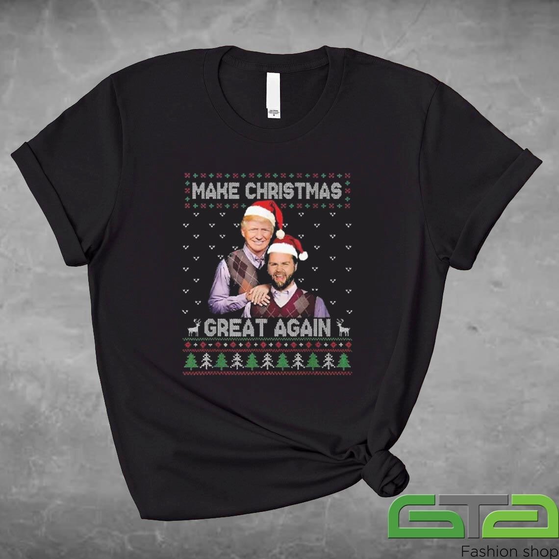 Official Trump Vance Step Brothers Make Christmas Great Again Santa Ugly Christmas T-shirt