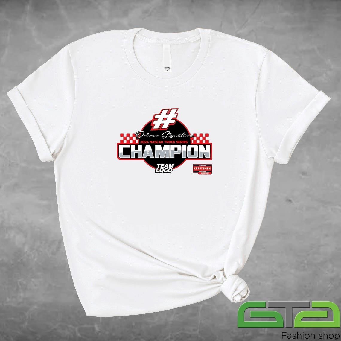 Official Ty Majeski Checkered Flag Sports Heather Charcoal 2024 NASCAR Craftsman Truck Series Champion T-shirt