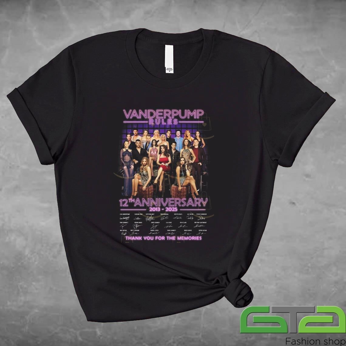 Official Vanderpump Rules 12th Anniversary 2013-2025 Signature Thank You For The Memories T-shirt