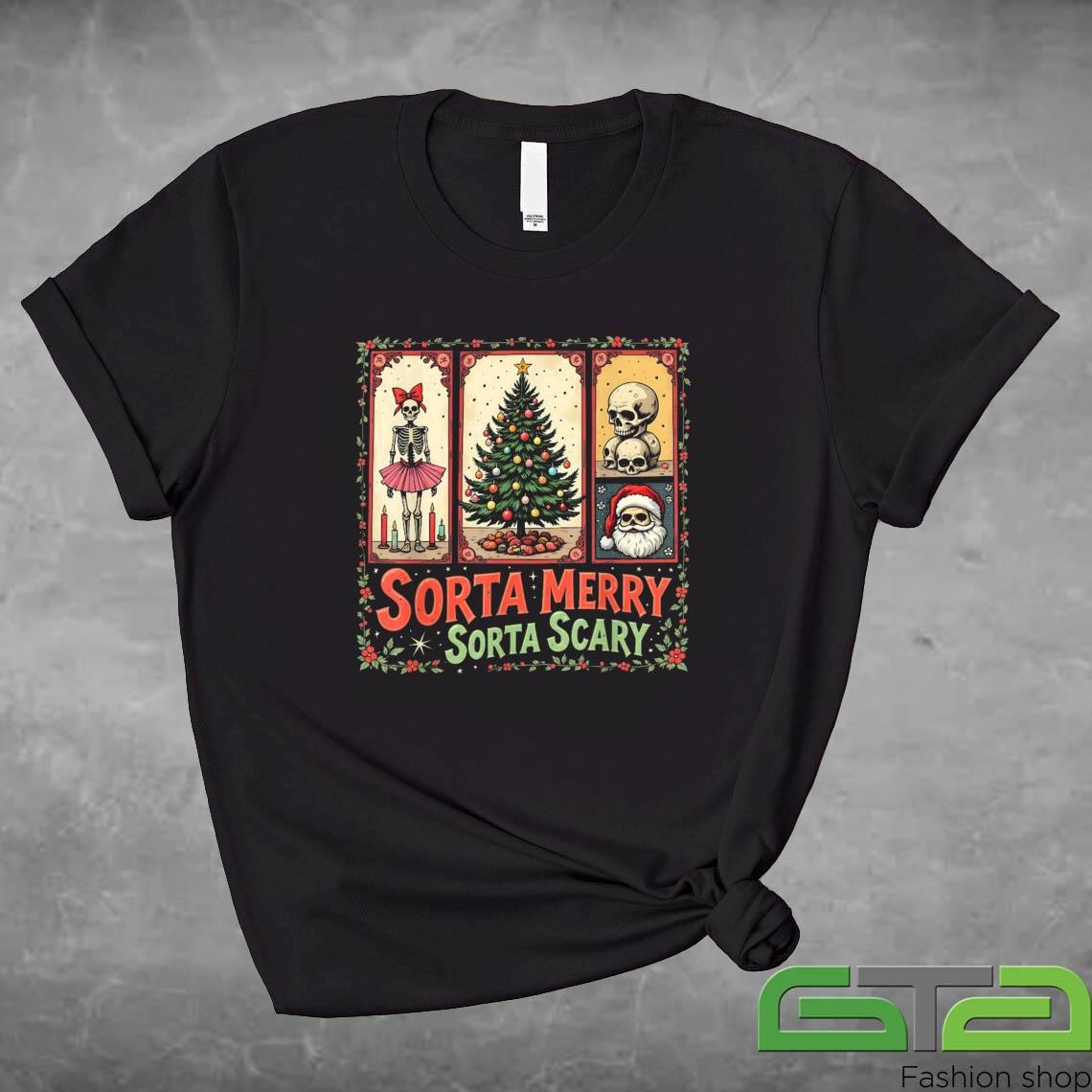 Official Xmas Skeleton Sorta Merry Sorta Scary Gothic Christmas Vibes Sweashirt