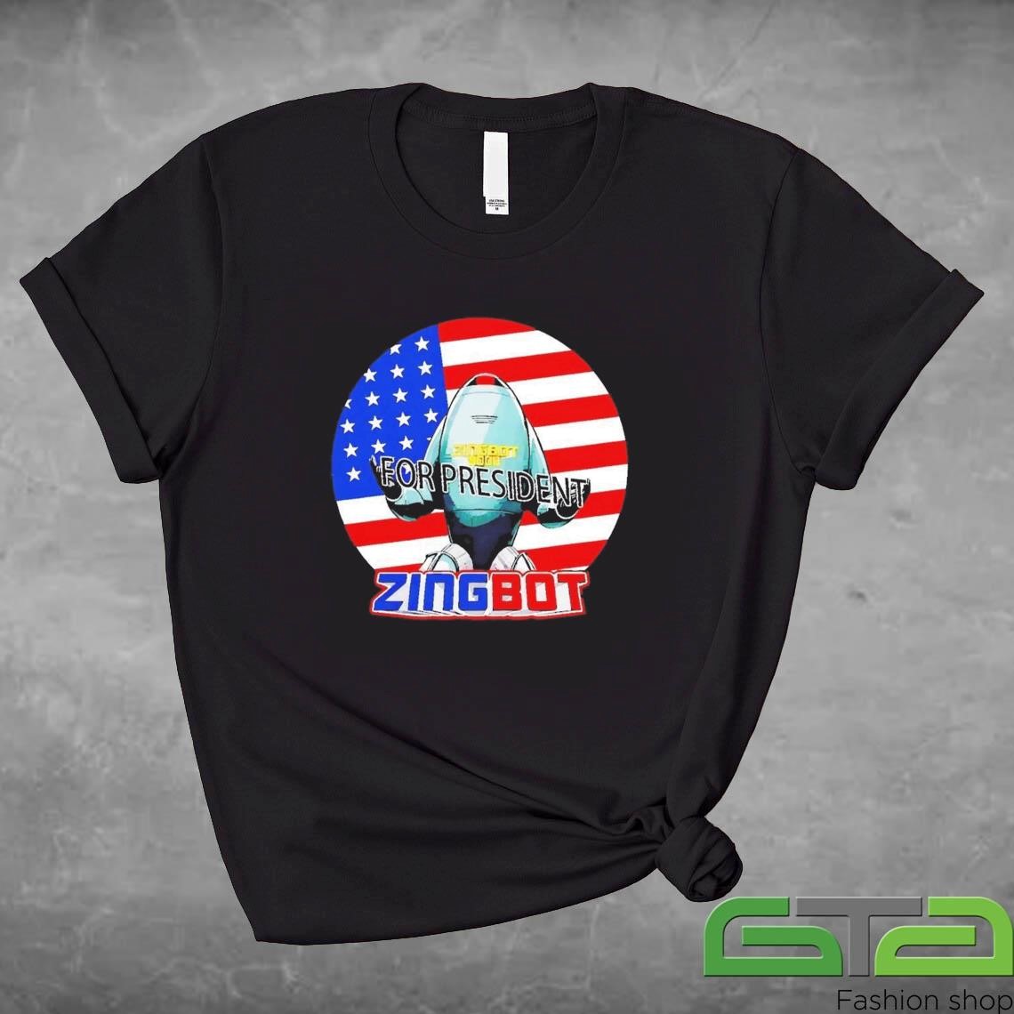 Official Zingbot For President USA Flag T-shirt