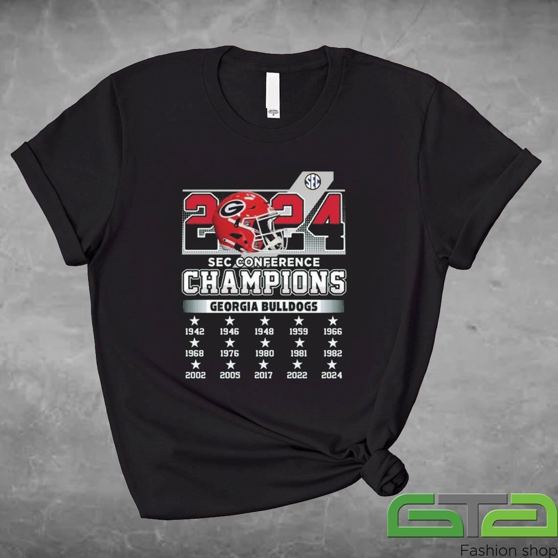 Bulldogs 2024 SEC Conference Champions 1942-2024 Helmet Shirt