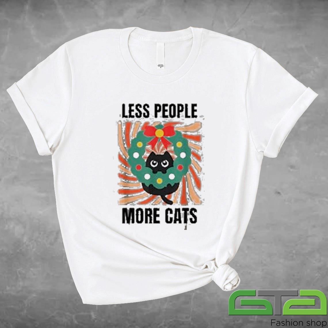 Funny Cat Pun Less People More Cats Christmas 2024 Sweatshirt