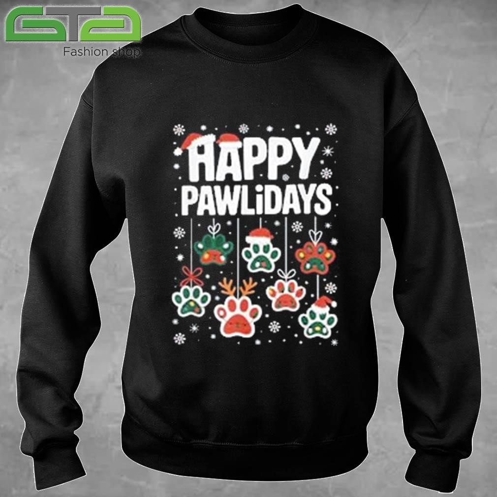 Funny Happy Pawlidays Christmas Dog Paw Xmas Dogs Lovers Sweatshirt