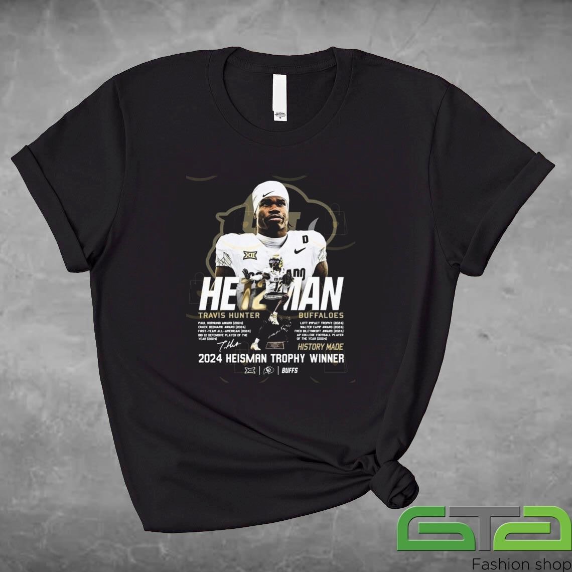 He12man Travis Hunter Colorado Buffaloes 2024 Heisman Trophy Winner Signature Shirt