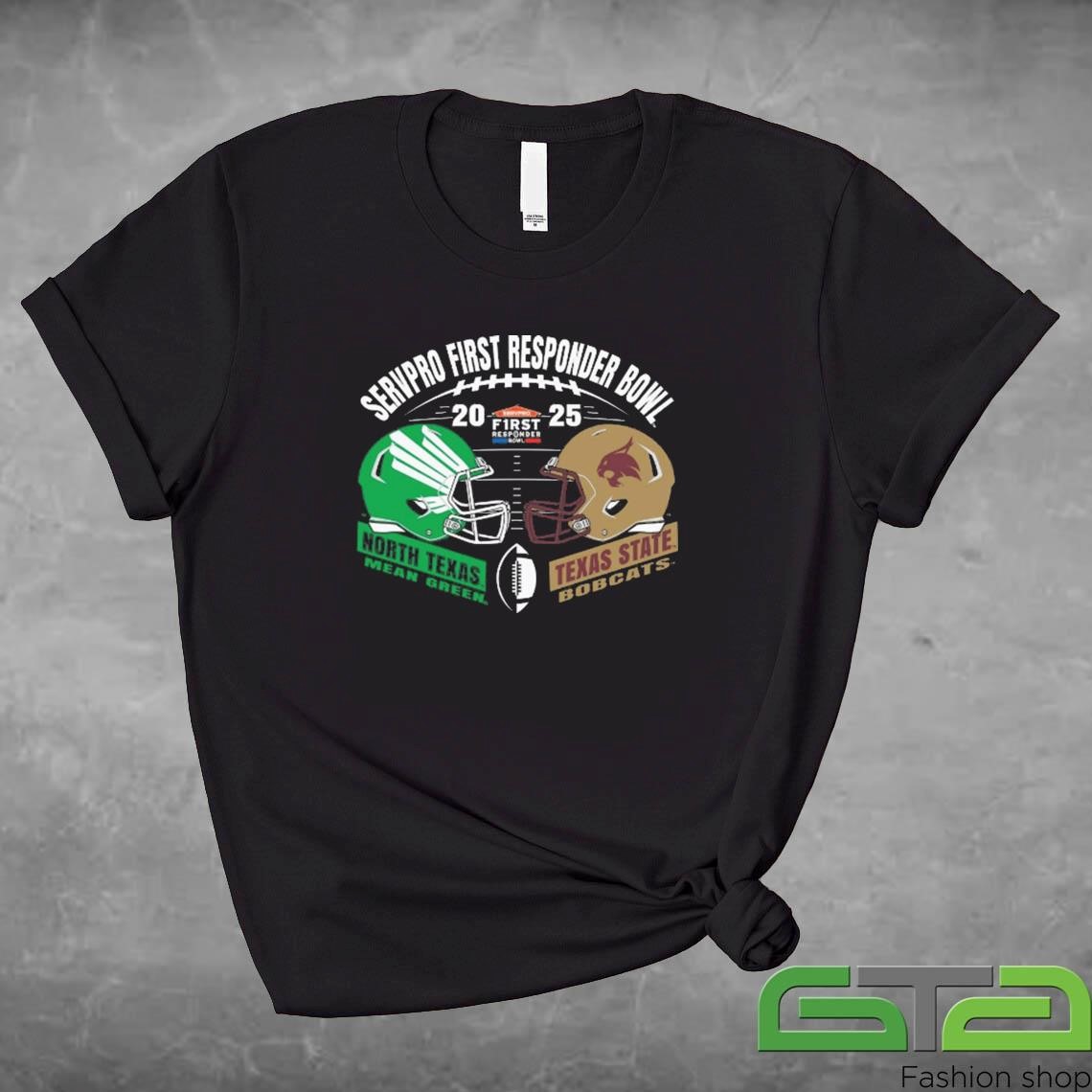 North Texas Mean Green Vs texas State Bobcats Servpro First Responder Bowl 2025 Helmet Shirt