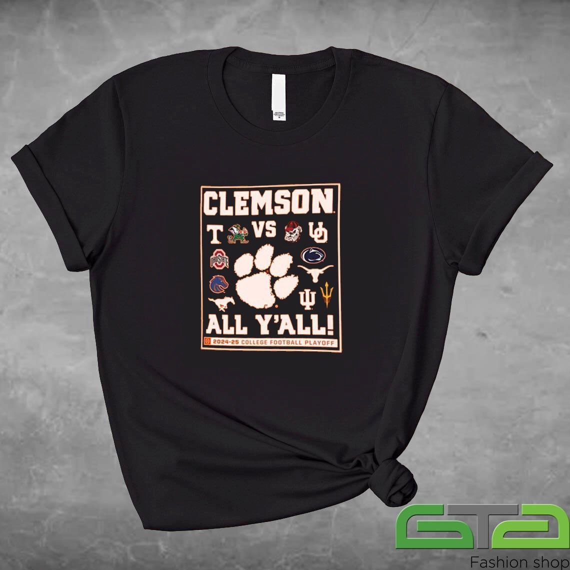 Official 2024 CFP Clemson All Y'all Top 12 T-shirt