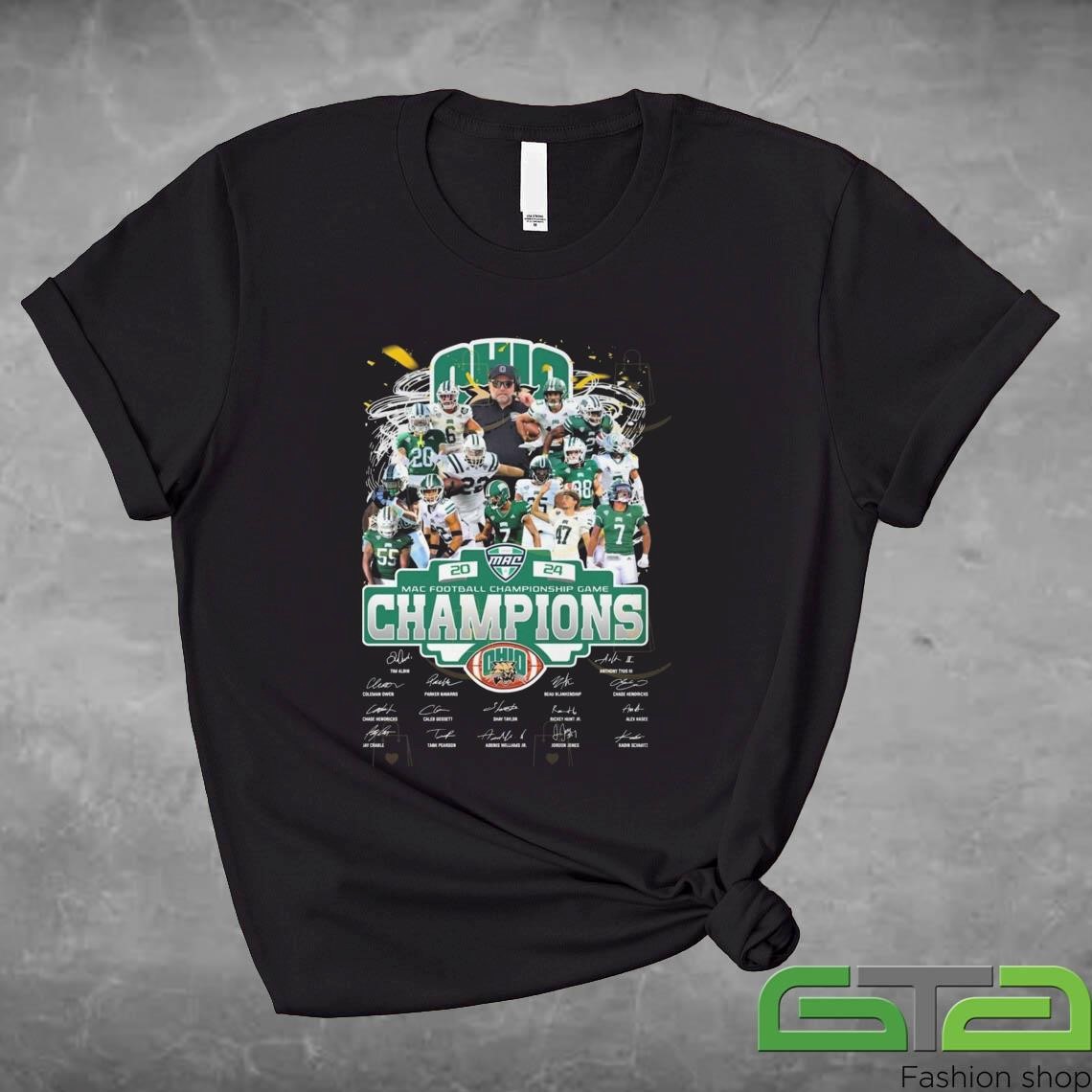 Official 2024 Mac Champions Ohio Bobcats Signatures T-shirt