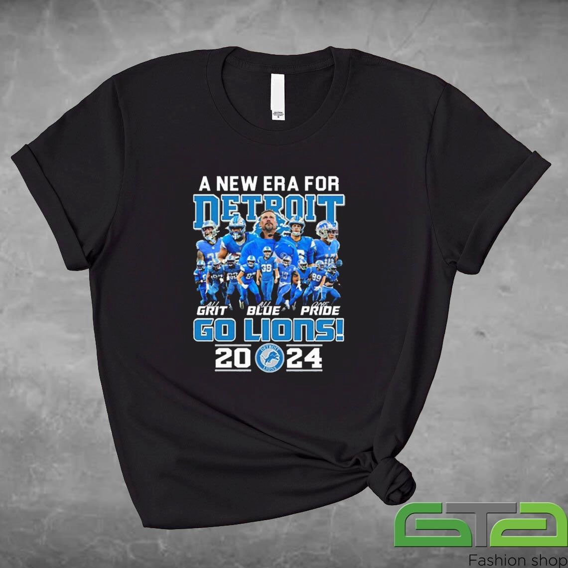 Official A New Era For Detroit Lions 2024 Grit Blue Pride Go Lions T-shirt