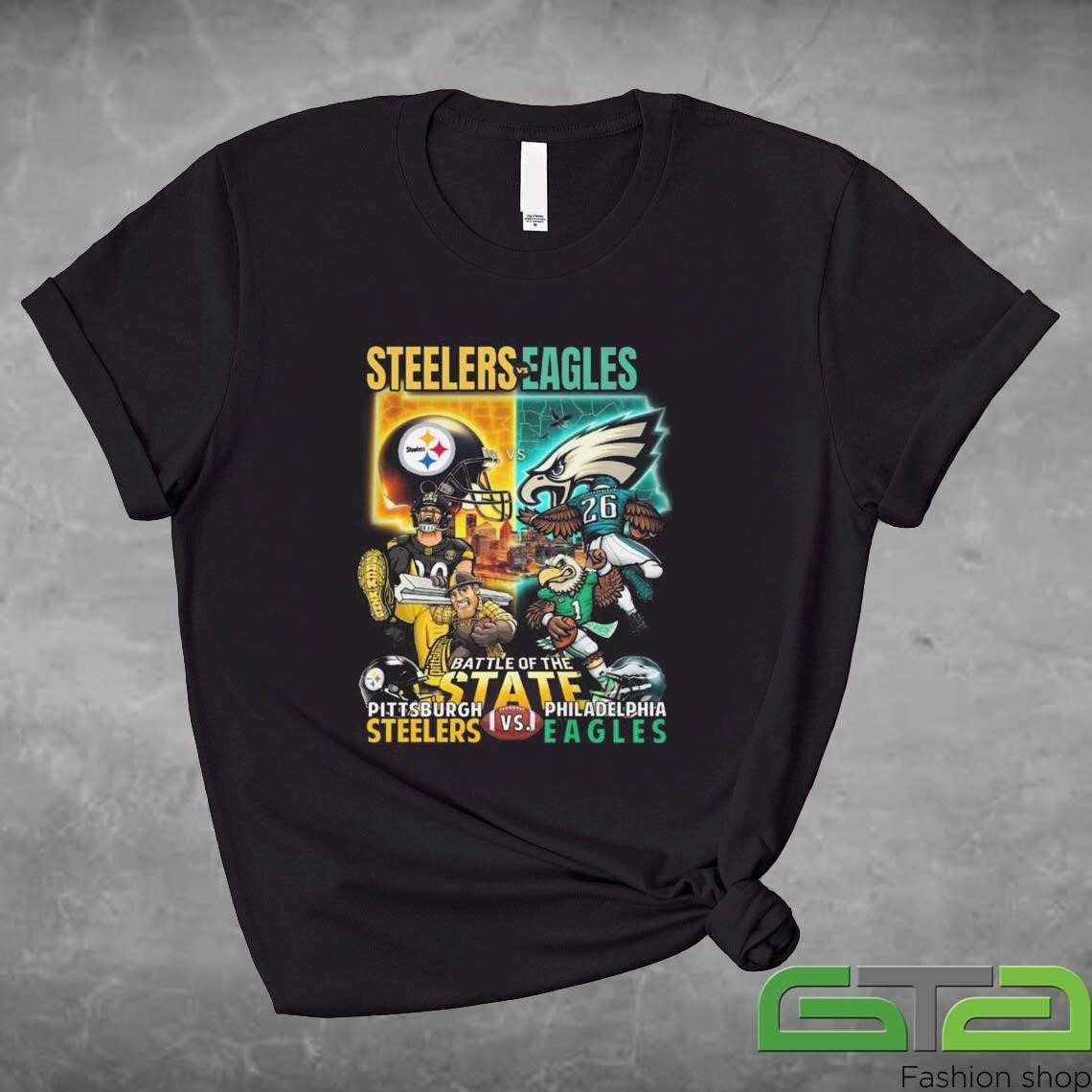 Official Battle Of The State 2024 Pittsburgh Steelers Vs Philadelphia Eagles Mascot T-shirt