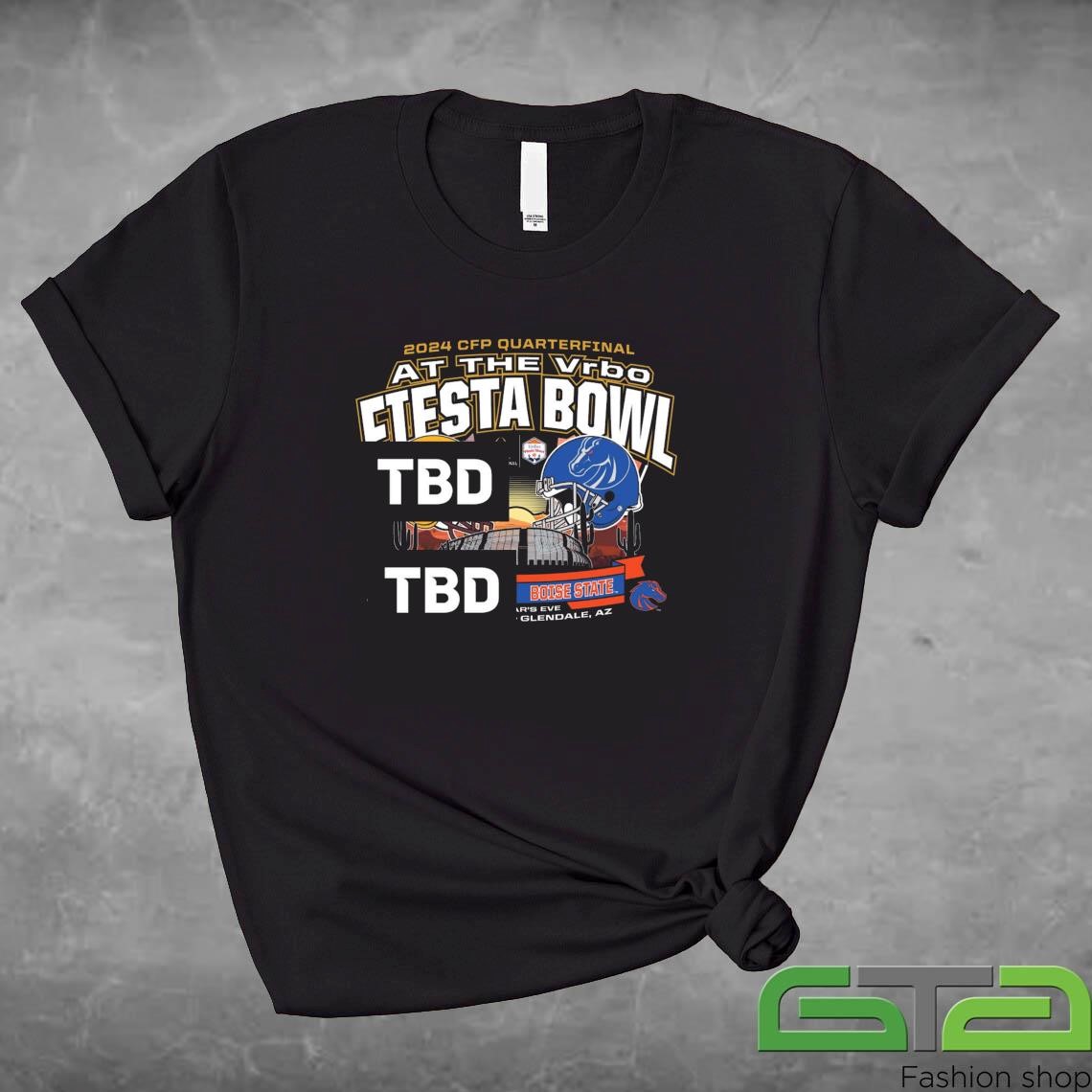 Official Boise State Broncos CFP Fiesta Bowl Dueling Helmet At The Vrbo Fiesta Bowl T-shirt