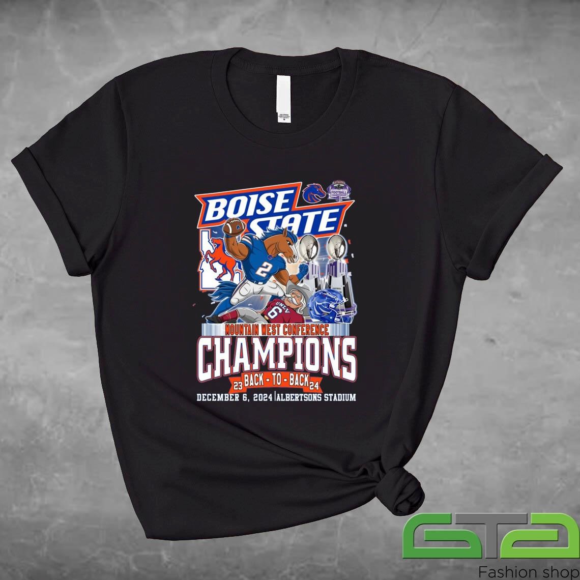 Official Boise State Broncos Mountain West Conference 2024 The Champions Beck To Back December 6 2024 T-shirt