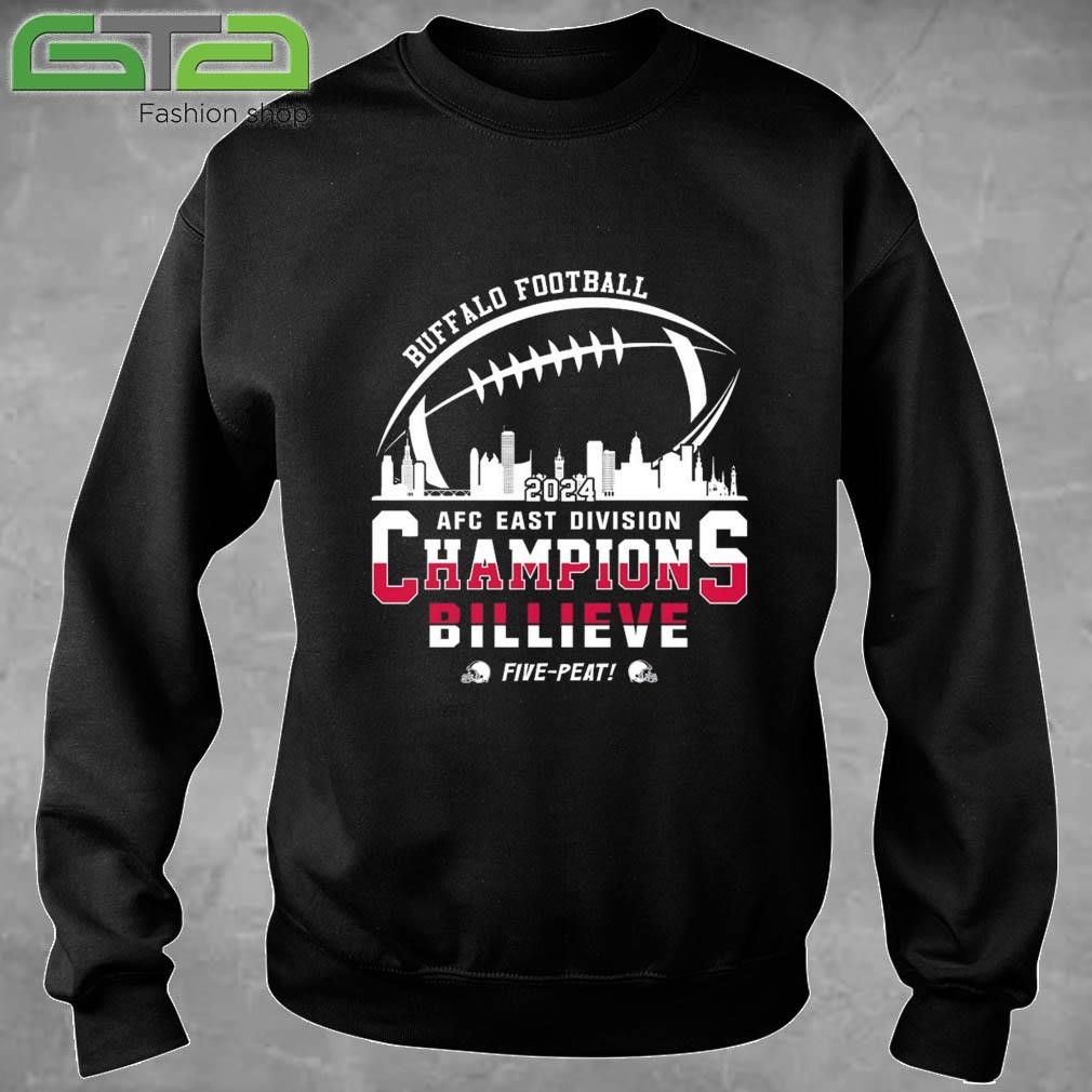 Official Buffalo American Football 2024 AFC East Champions Skyline Billieve Five-Peat T-shirt