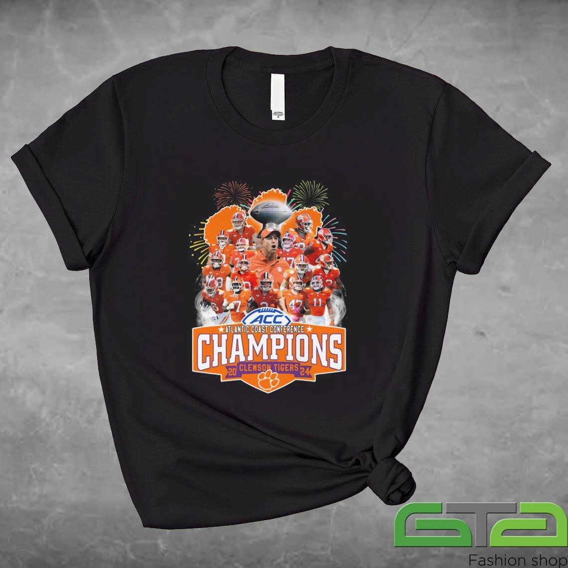 Official Clemson Tigers Atlantic Coast Conference Champions 2024 Fireworks T-shirt