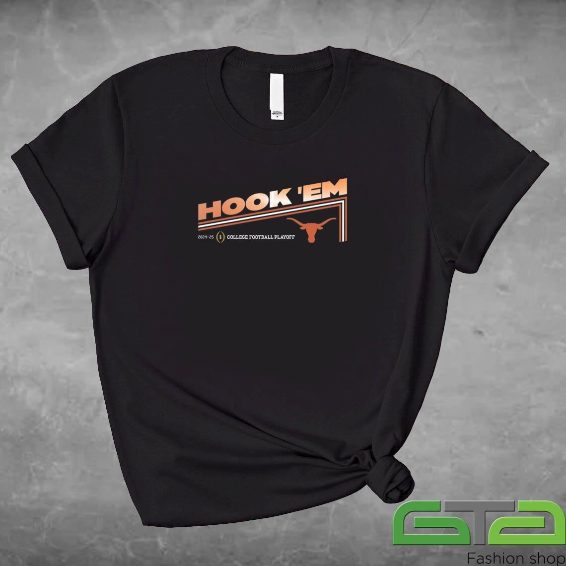 Official College Football Playoff 2025 Texas Slogan Hook 'Em T-shirt