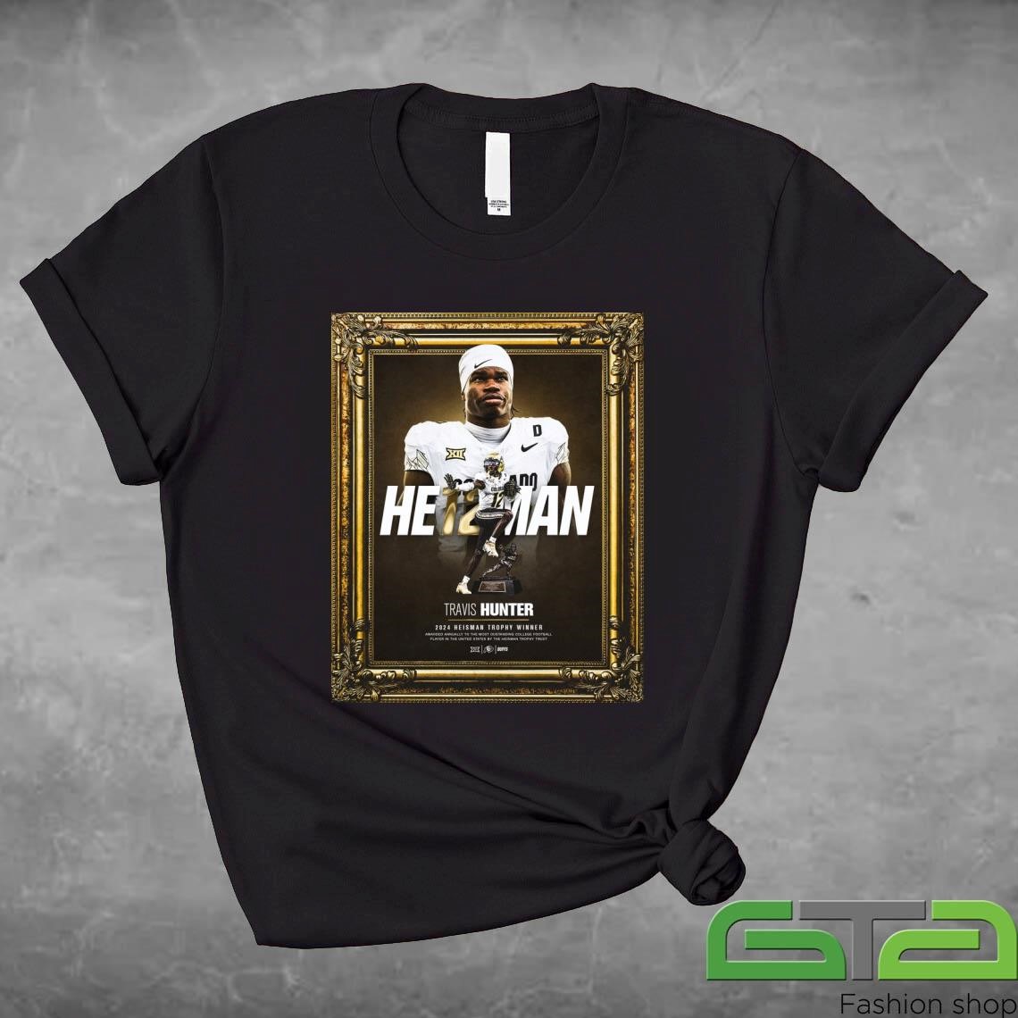 Official Colorado Buffaloes Travis Hunter 2024 Heisman Trophy Winner Big 12 Football Poster T-shirt