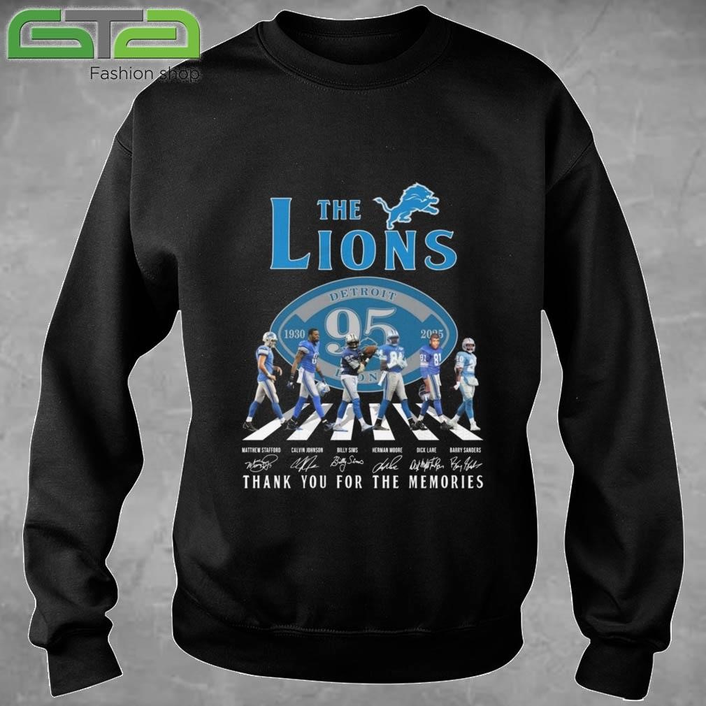 Official Detroit Lions – The Lions 95 Year 1930-2025 Signature Thank You For The Memories Walking T-shirt