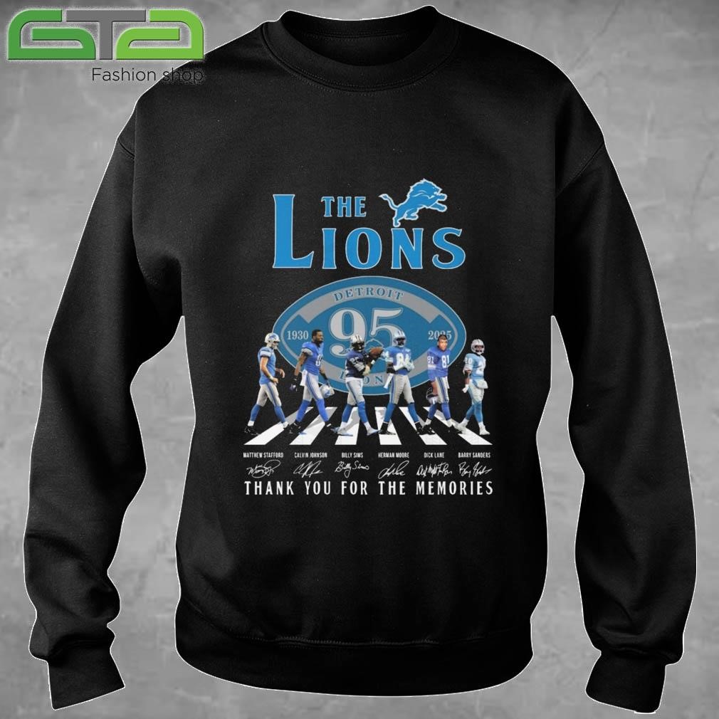 Official Detroit Lions – The Lions 95Year 1930-2025 Signature Thank You For The Memories Signatures T-shirt