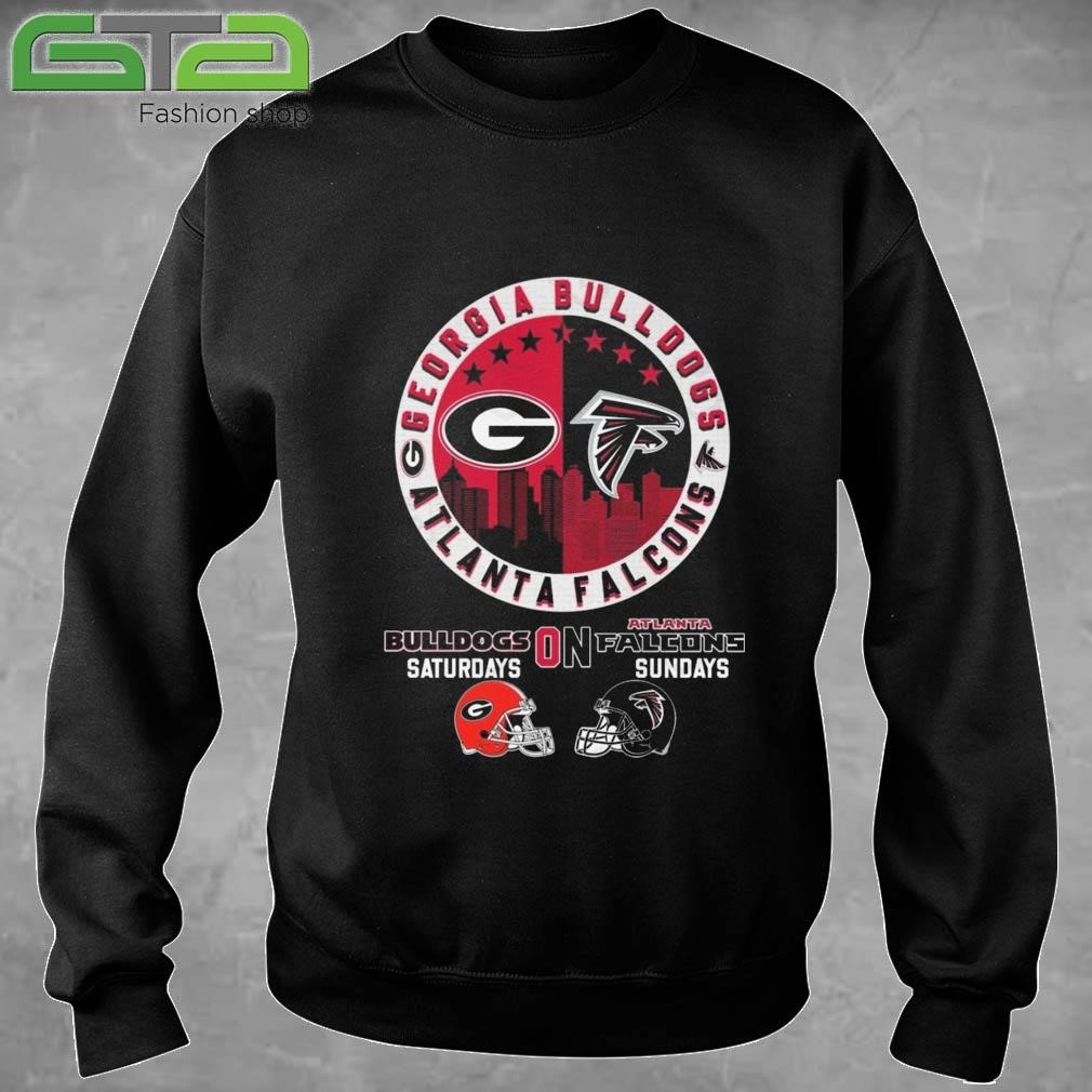 Official Georgia Bulldogs On Saturday x Atlanta Falcons On Sunday Logo T-shirt