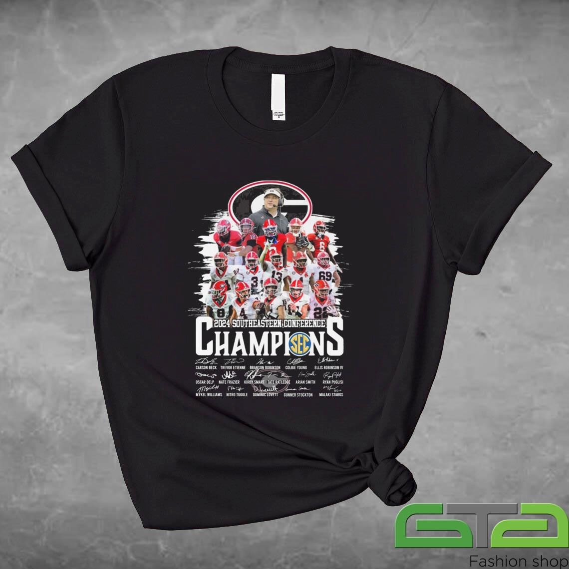 Official Georgia Bulldogs SEC Champs Southeastern Conference Champions 2024 Signatures T-shirt