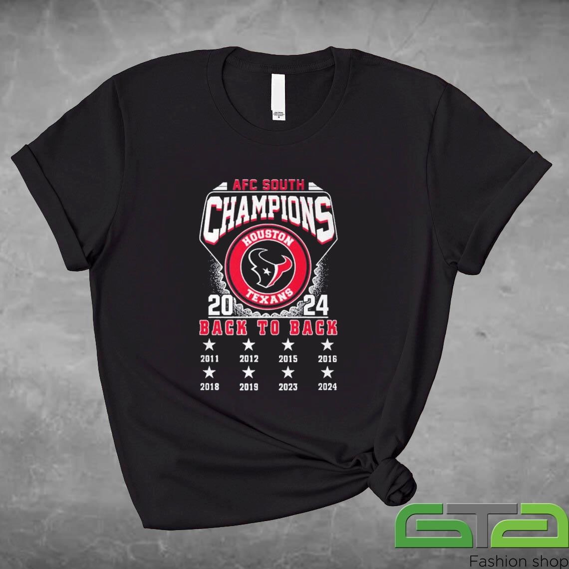 Official Houston Texans AFC South Champions 2024 Back To Back 2011-2024 T-shirt