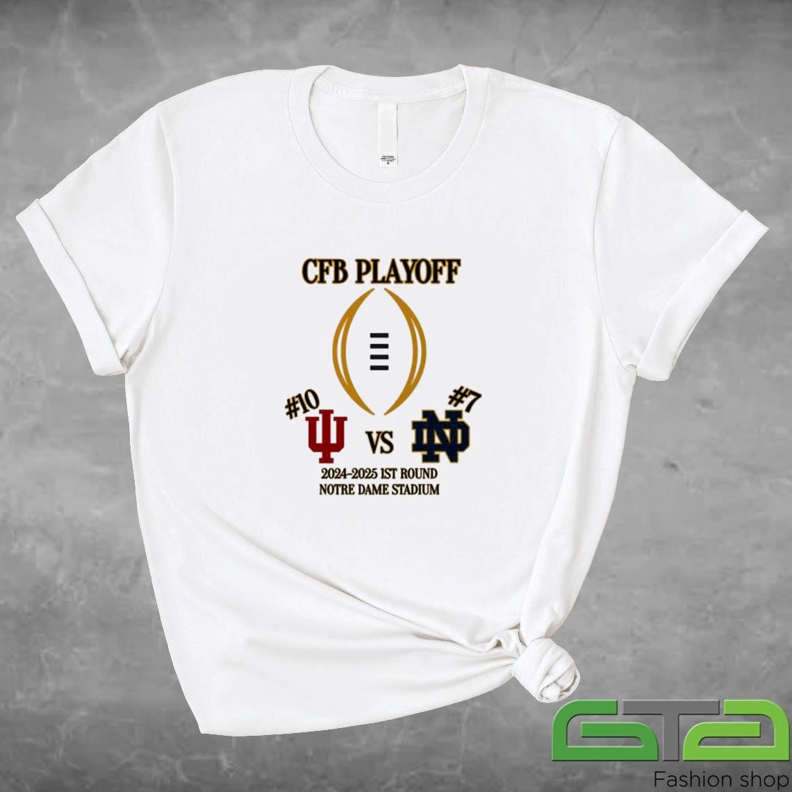 Official Indiana Hoosiers vs Notre Dame Fighting Irish First RD CFB Playoff NCAA 2024-2025 December 20th 2024 T-shirt