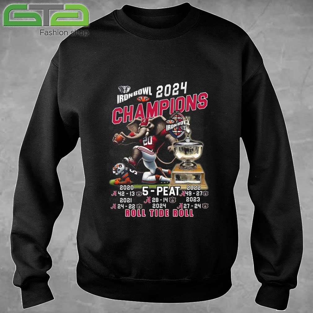 Official Iron Bowl 2024 Champions 5-Peat Alabama Crimson Tide Roll Tide Roll T-shirt