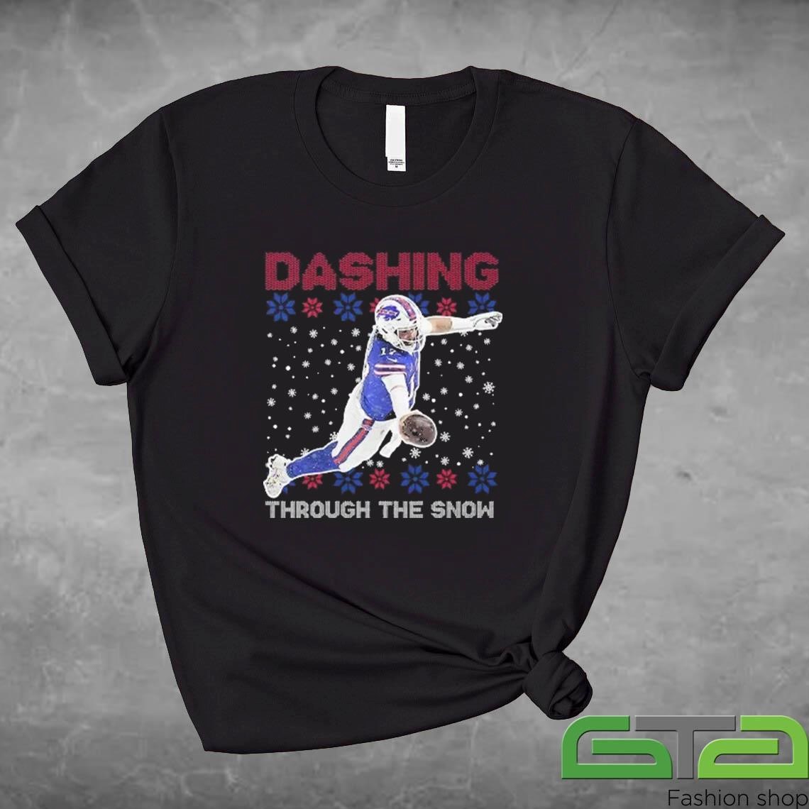 Official Josh Allen Dashing Through The Snow T-shirt