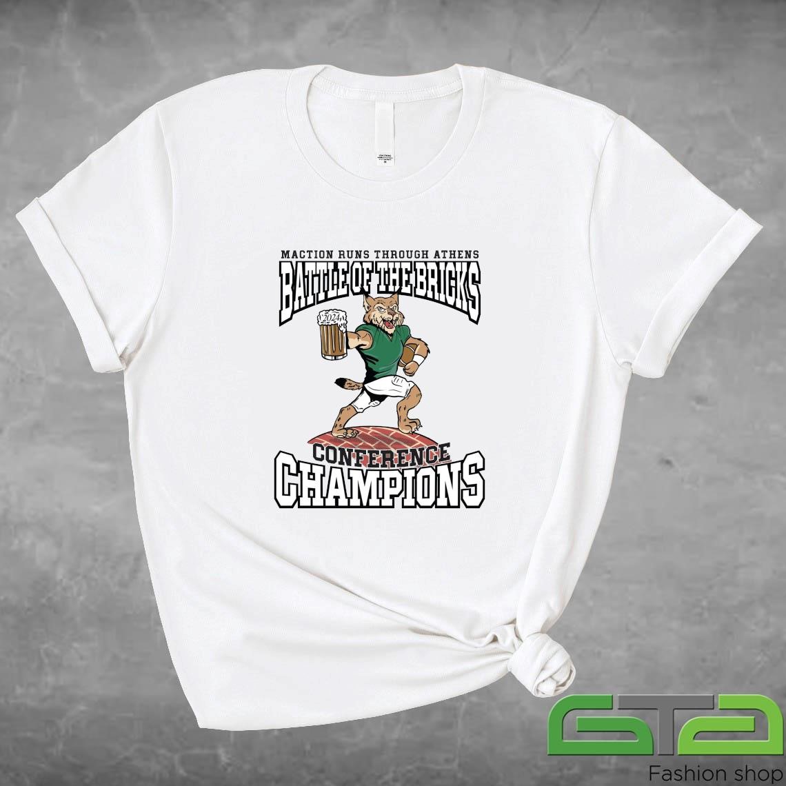 Official Maction Runs Through Athens Battle Of The Bricks Conference Champions T-shirt