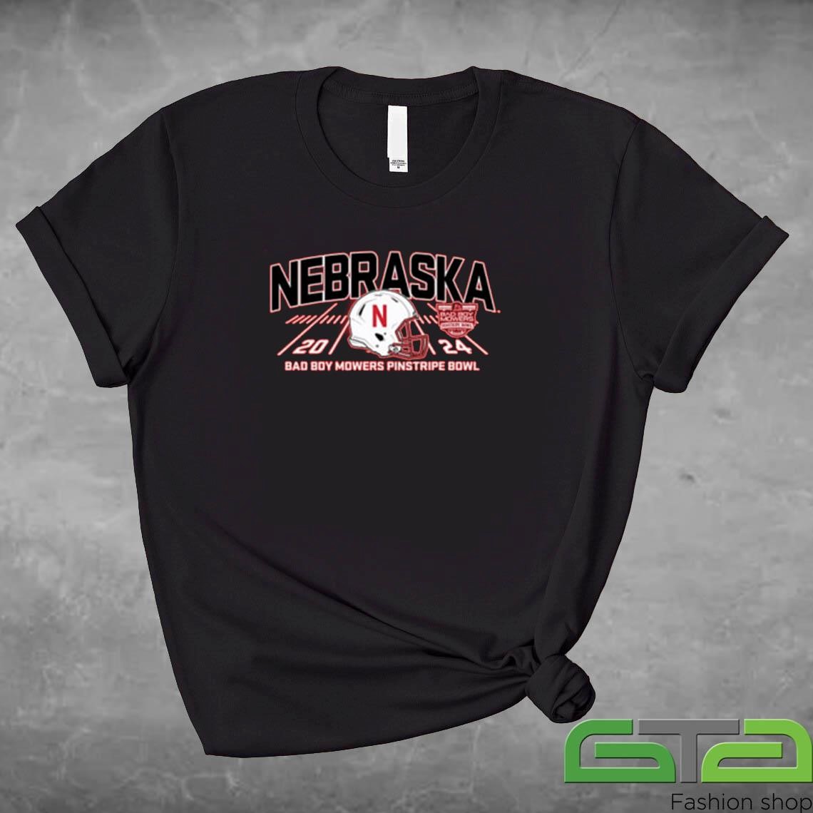 Official Nebraska Cornhuskers 2024 Bad Boy Mowers Pinstripe Bowl Bound T-shirt