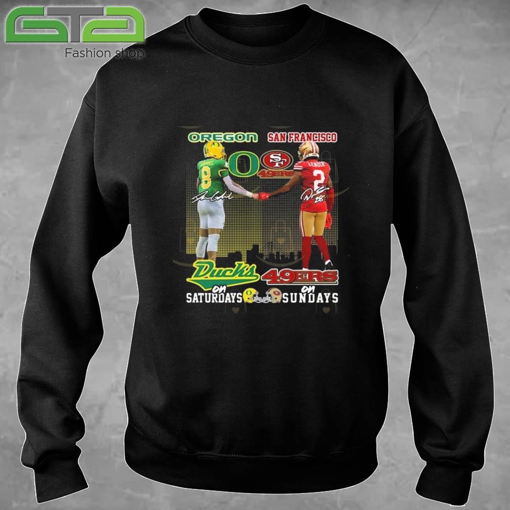 Official Oregon Ducks Saturdays San Francisco 49ers Sundays Dillon Gabriel And Deommodore Lenoir Signatures 2024 T-shirt