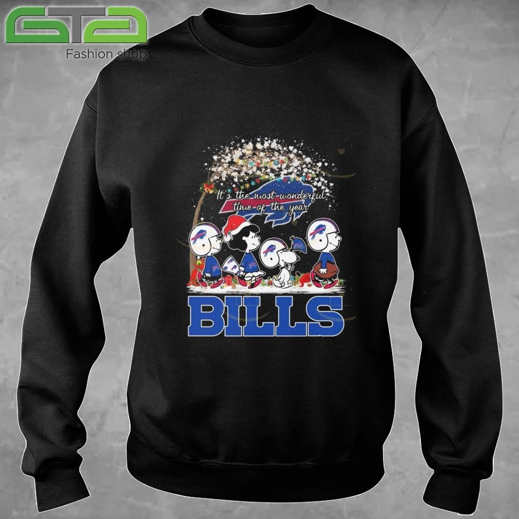 Official Peanuts Characters It's The Most Wonderful Time Of The Year Buffalo Bills NFL Christmas 2024 T-shirt