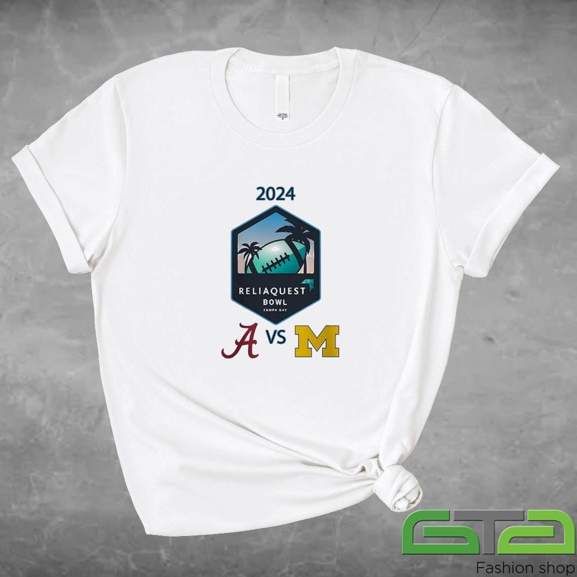 Official Reliaquest Bowl 2024 Alabama Crimson Tide Versus Michigan Wolverines Matchup In Tampa Florida On December 31 2024 T-shirt