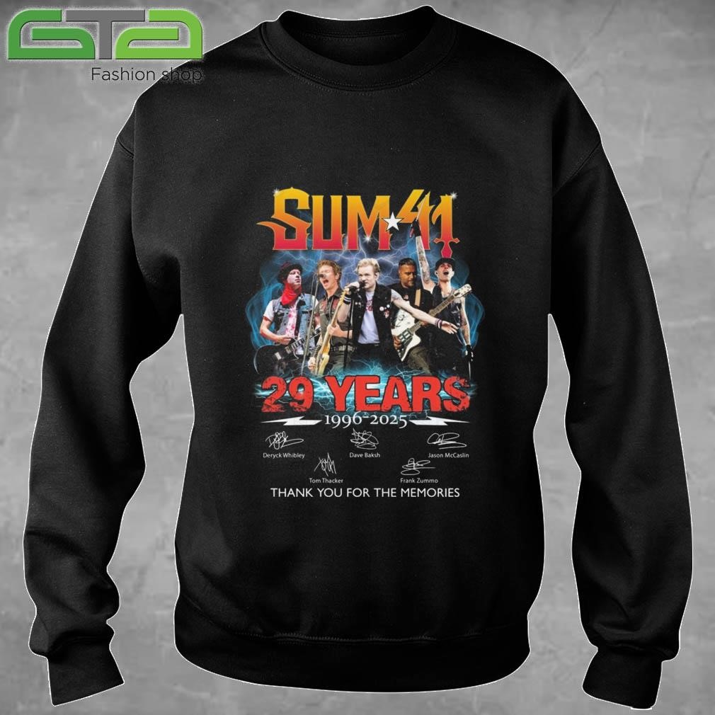 Official Sum 41 29 Years 1996-2025 Signature Thank You For The Memories T-shirt