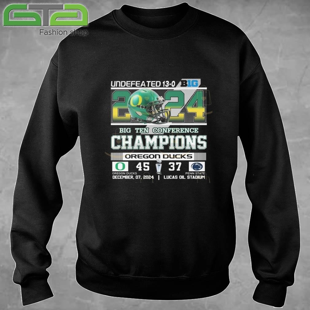 Official Undefeated 13-0 Big Ten 2024 Conference Champions Oregon Ducks Helmet T-shirt