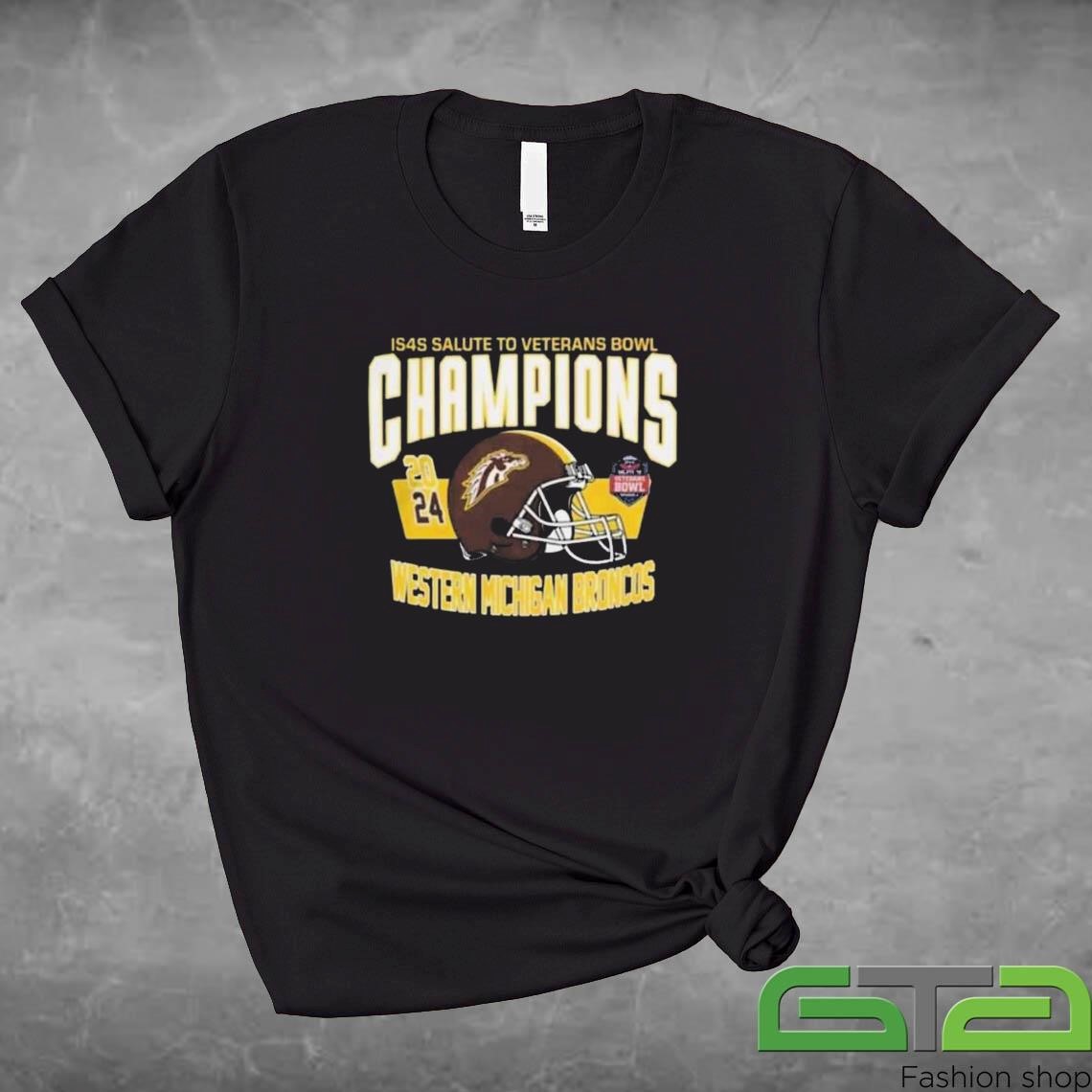 Official Western Michigan Broncos Football 2024 Champions IS4S Salute To Veterans Bowl T-shirt